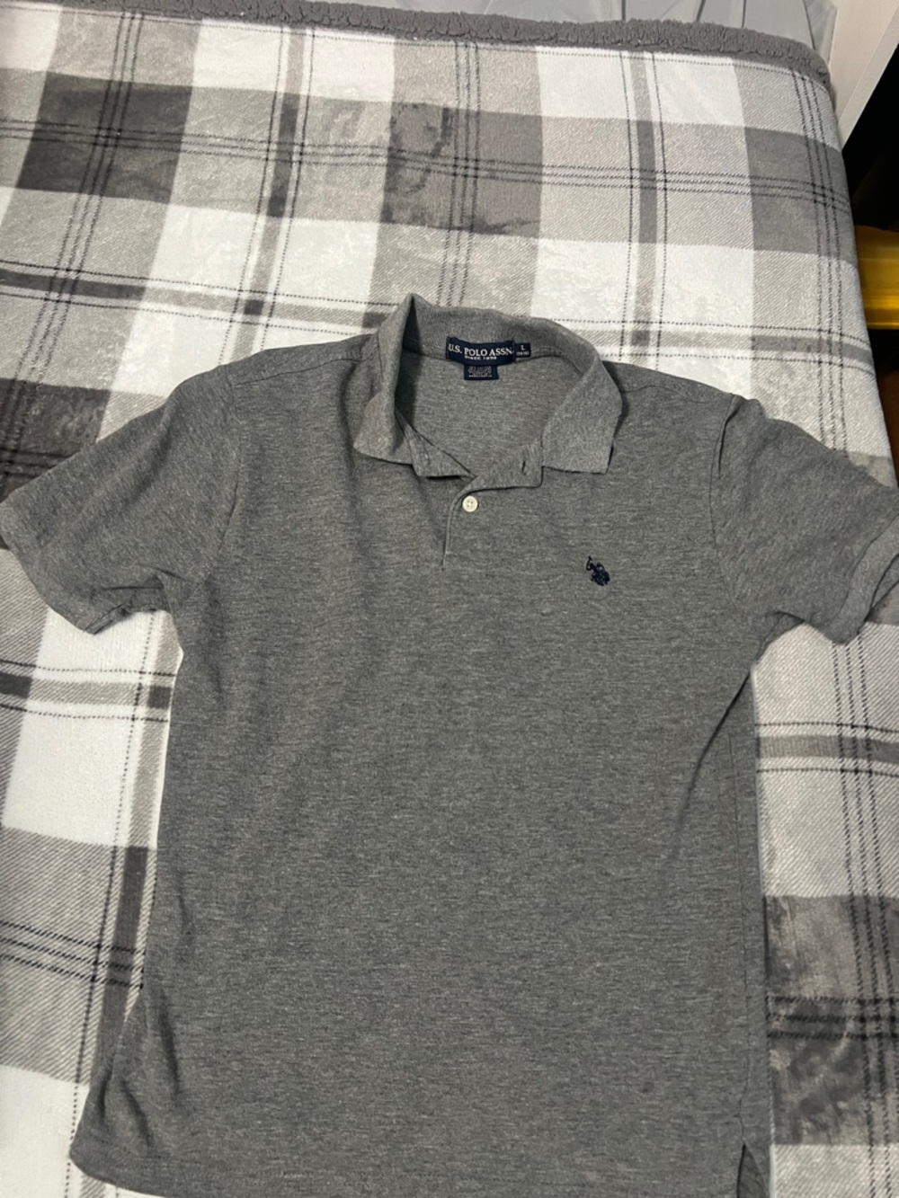 U.S. Polo Assn. Gray Polo with Navy Embroidered Logo